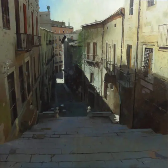 39499 PAISATGE URBA. GIRONA 73 X 73 OLI / TELA