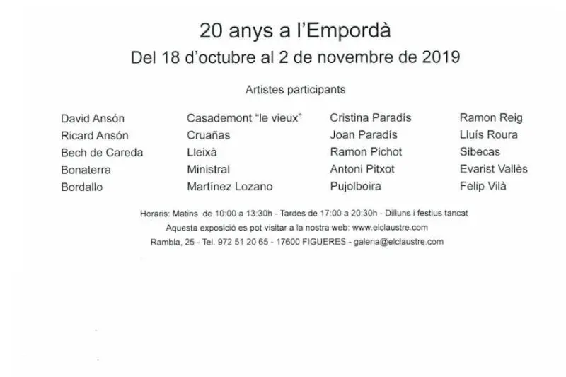 Invitacio Expo 20 Anys Emporda 2