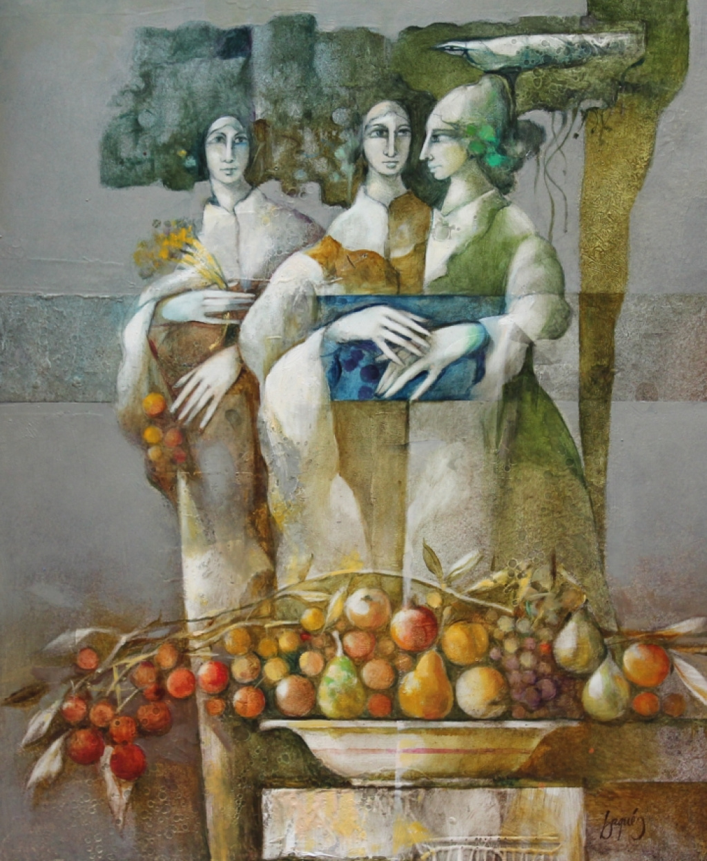 Tres figuras verticales