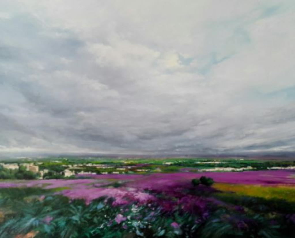 LILACS. OVERCAST SKY