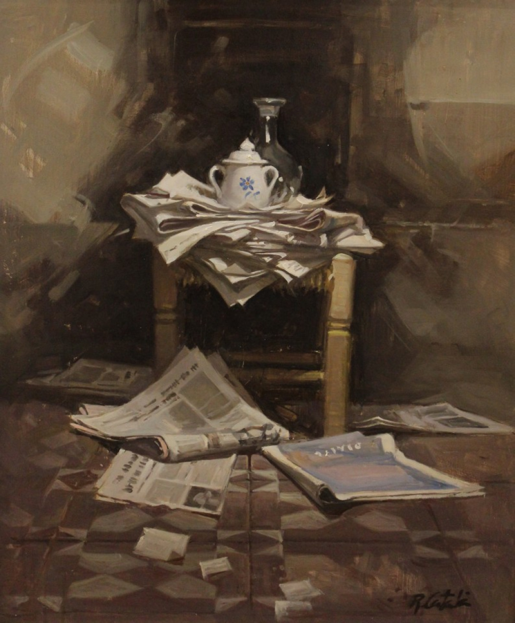 Chair and newspaper