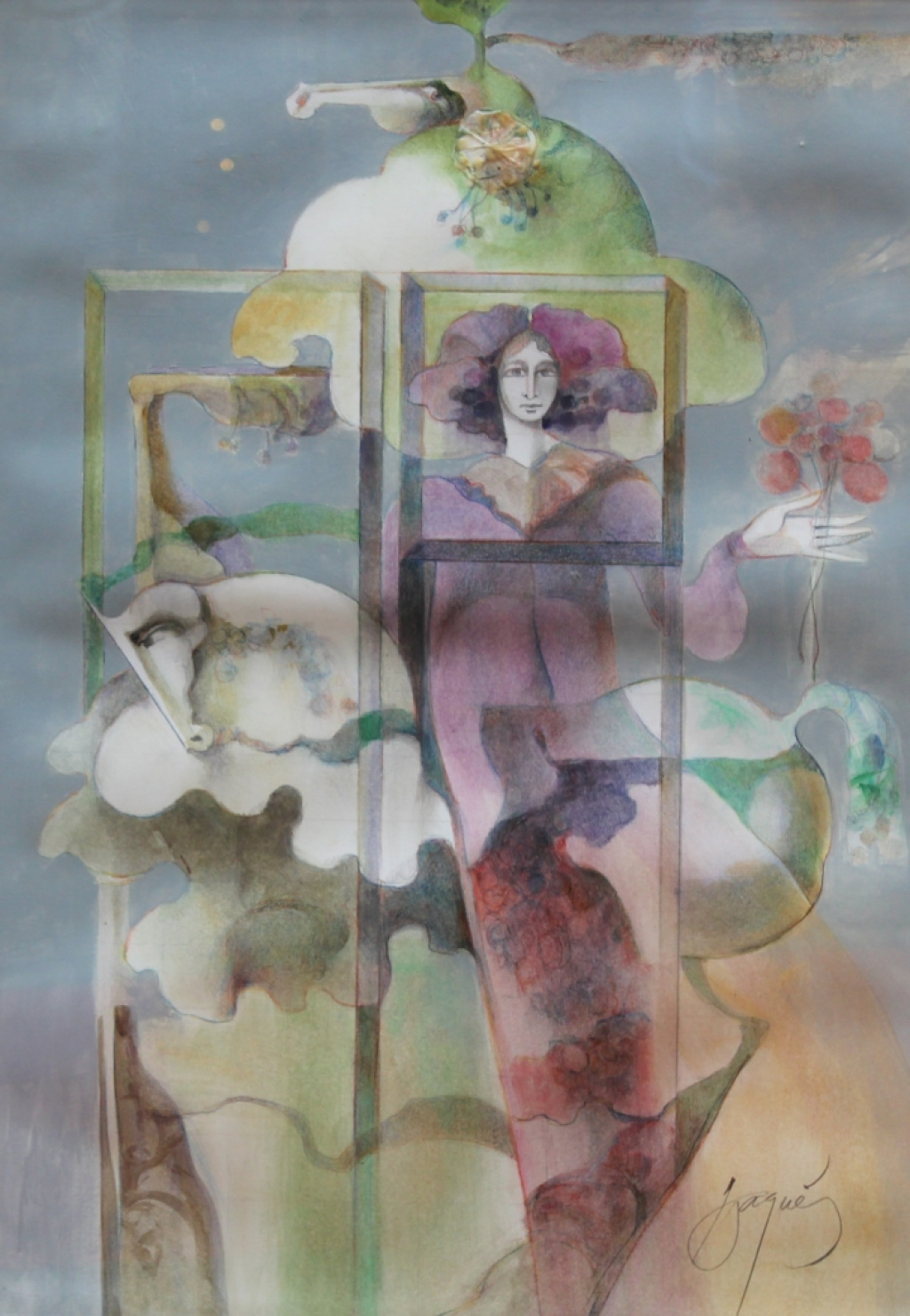 DOS EQUUS I FIGURA AMB FLOR