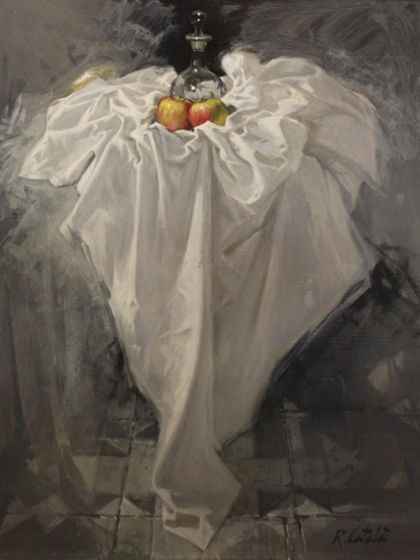 Glass and apples